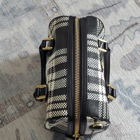 Tory Burch Robinson Plaid Boston Satchel Bag Purse with Crossbody Strap - Picture 11 of 16